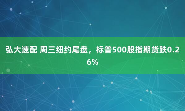 弘大速配 周三纽约尾盘，标普500股指期货跌0.26%