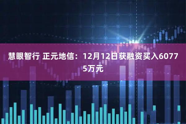 慧眼智行 正元地信：12月12日获融资买入60775万元